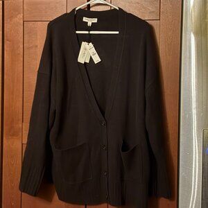 Banana Republic Woman  Sz L Cashmere Button Down Sweater Cardigan Brown $330